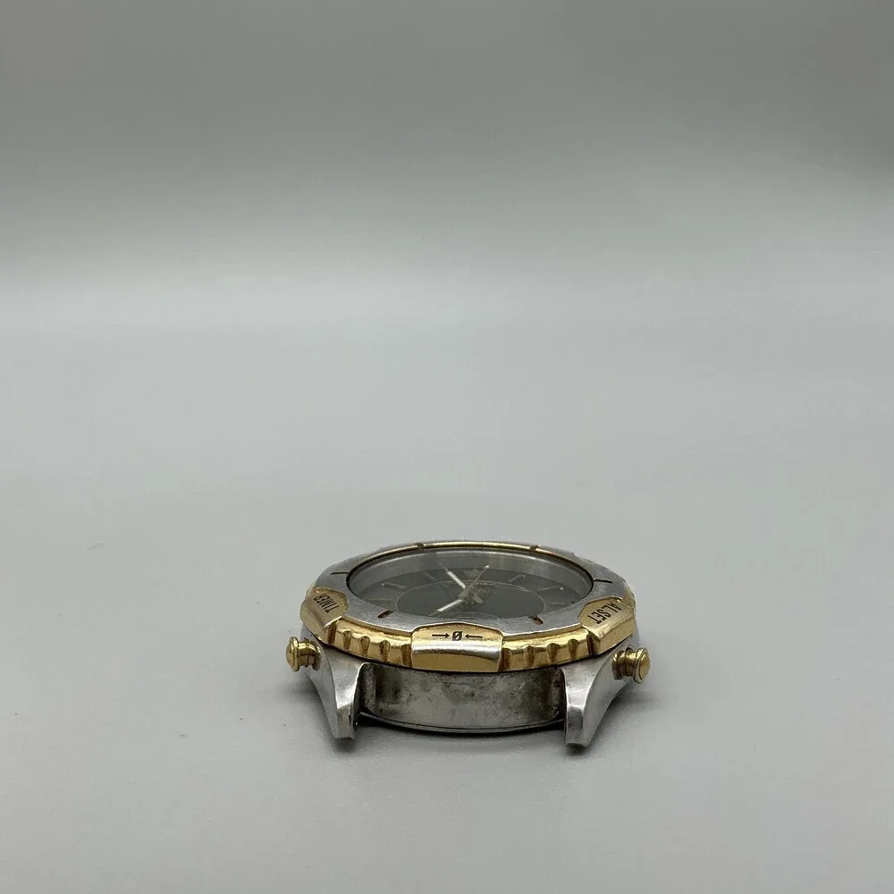 Seiko Men Watch 32mm Black Dial Two Tone Alarm Chrono 8V20 For Parts Not Running